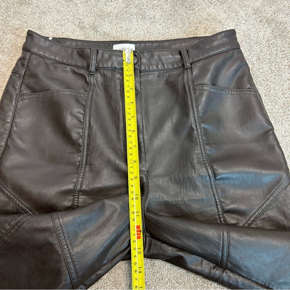Aritzia Wilfred chocolate Brown faux leather rebel pants Sz 10 - Picture 5 of 11